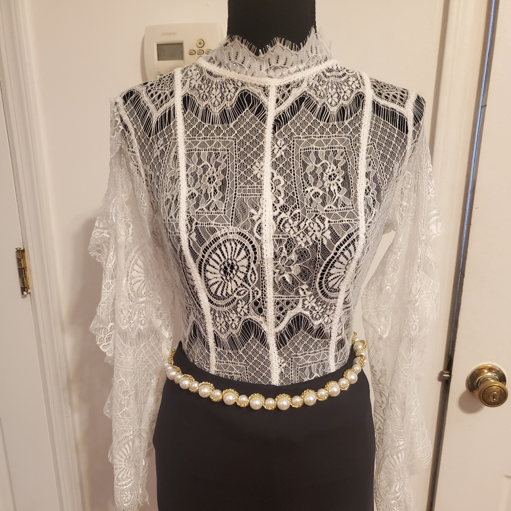 SOLD!!   Beautiful white lace top